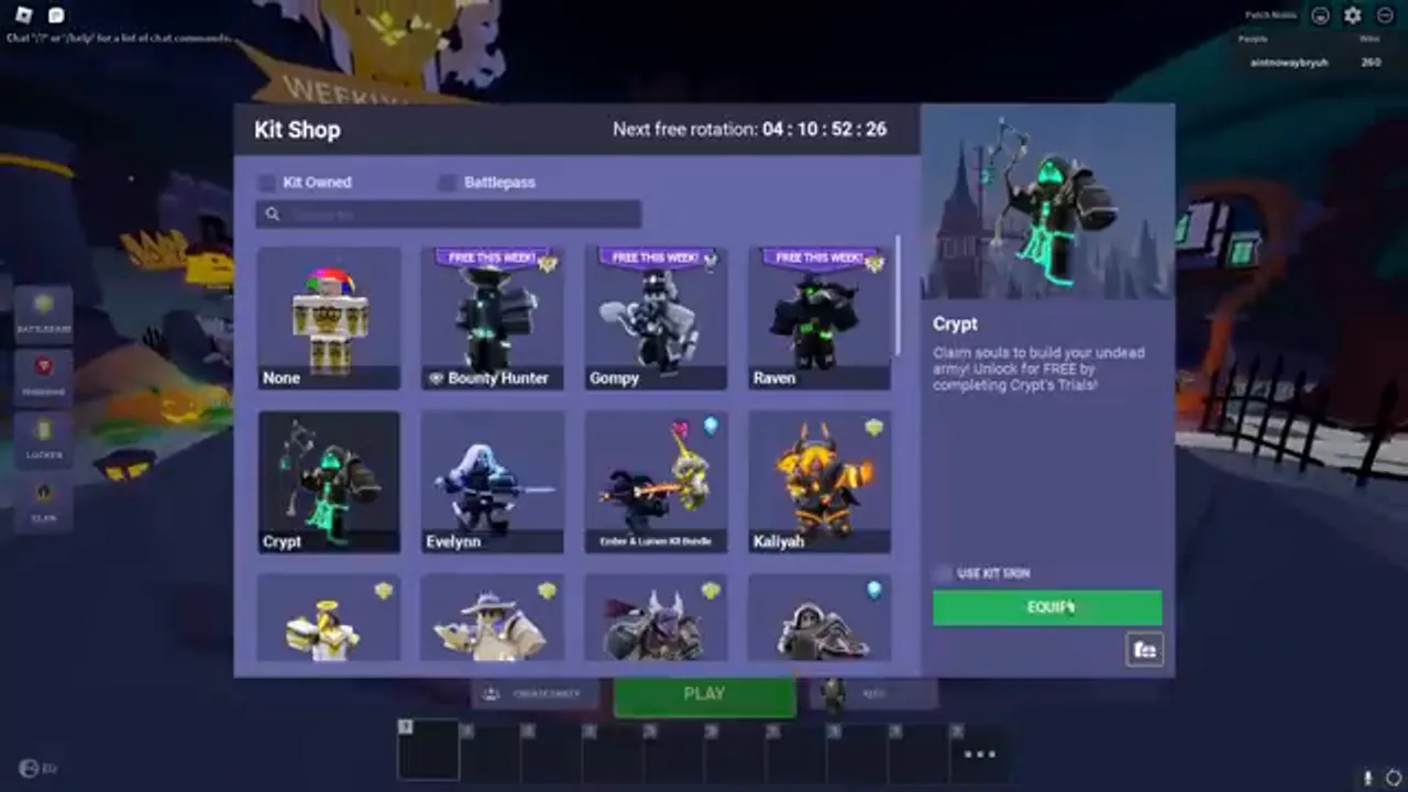 The Crypt kit unlocked in the Kit Shop after finishing the trials. From my video.